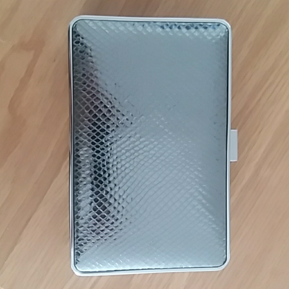 Michael Kors silver box clutch with strap